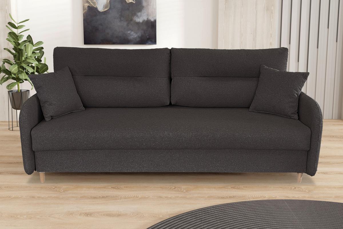 Schlafsofa Mit Bettkasten Vero Grau B: 206 Cm - Schwarz/Naturfarben, Design, Textil (206/88/93cm) - MID.YOU