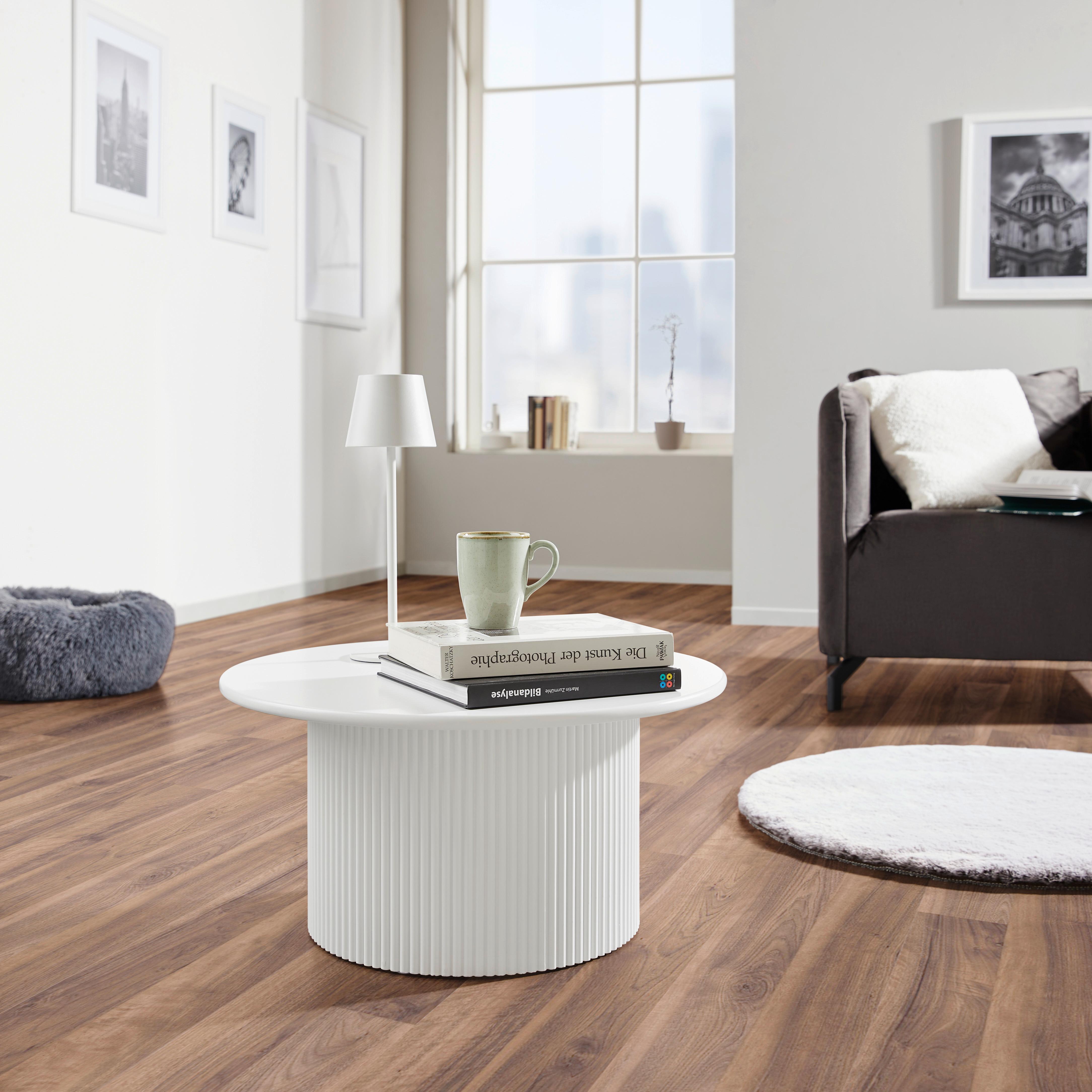 Couchtisch Rund Linz Weiß - Weiß, Design, Holzwerkstoff (60/30/60cm) - Livetastic