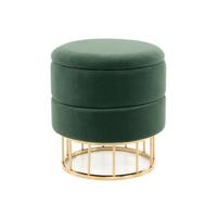 Hocker Pouf Samt/Eisen Grün/Goldfarben H: 41 cm - Goldfarben/Grün, Basics, Holzwerkstoff/Kunststoff (37,5/41/37,5cm) - Kayoom