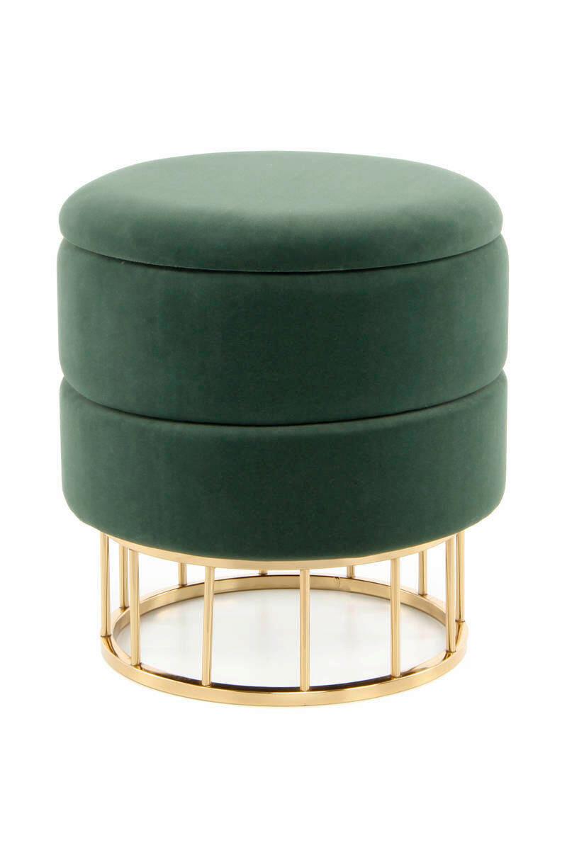 Hocker Pouf Samt/eisen Grün/goldfarben H: 41 Cm