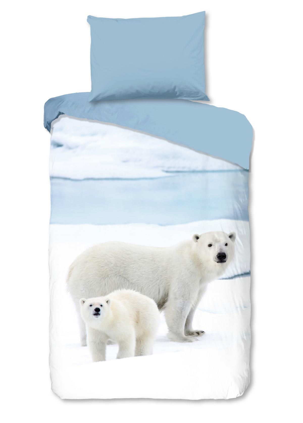 Bettwäsche Care Blau Weiß 140x200 cm - Blau/Weiß, Trend, Textil (140/200cm)