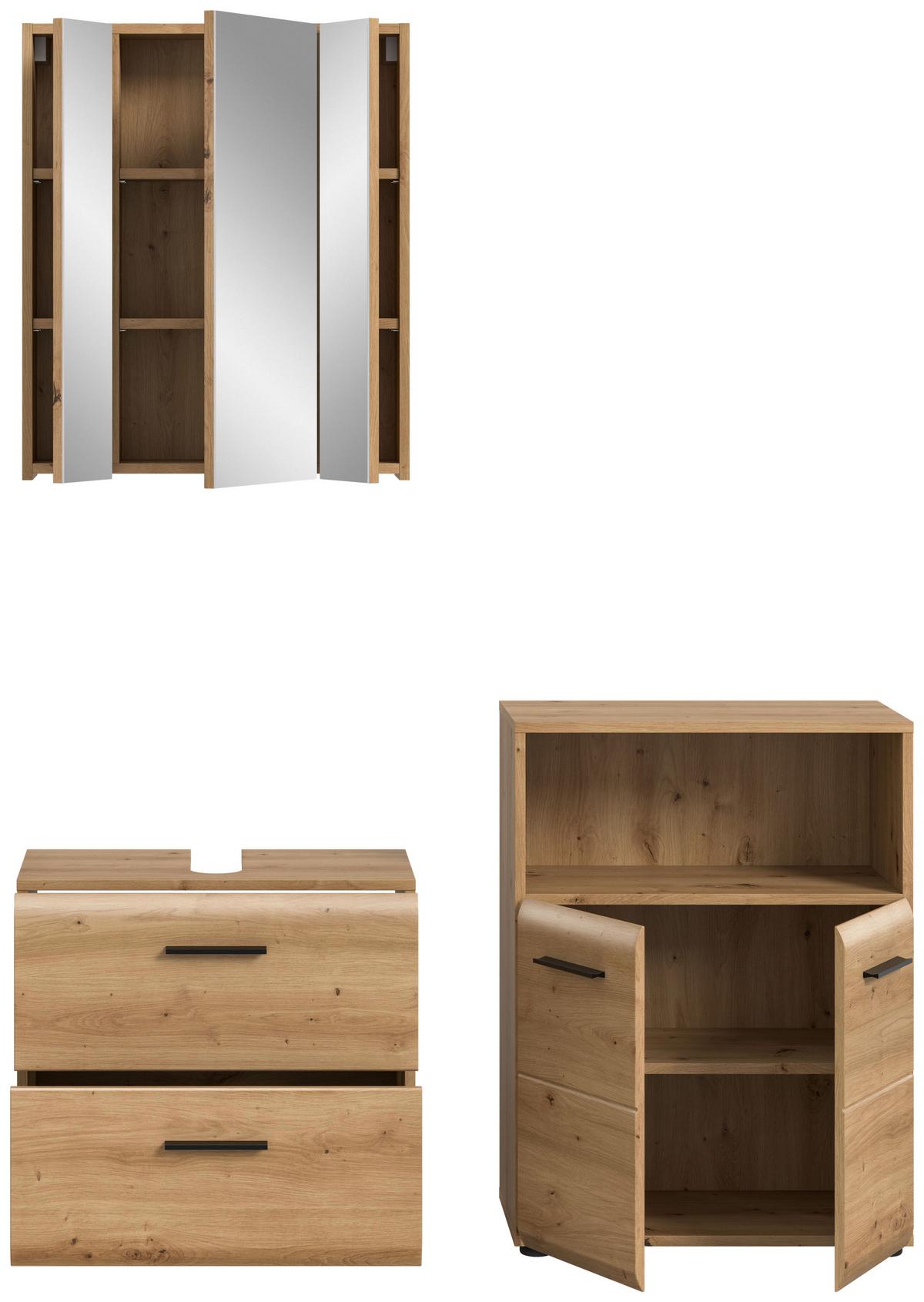 Badezimmer Ice Eiche Artisan Dekor B: 120cm - Schwarz/Eiche Artisan, Basics, Holzwerkstoff (120cm) - MID.YOU