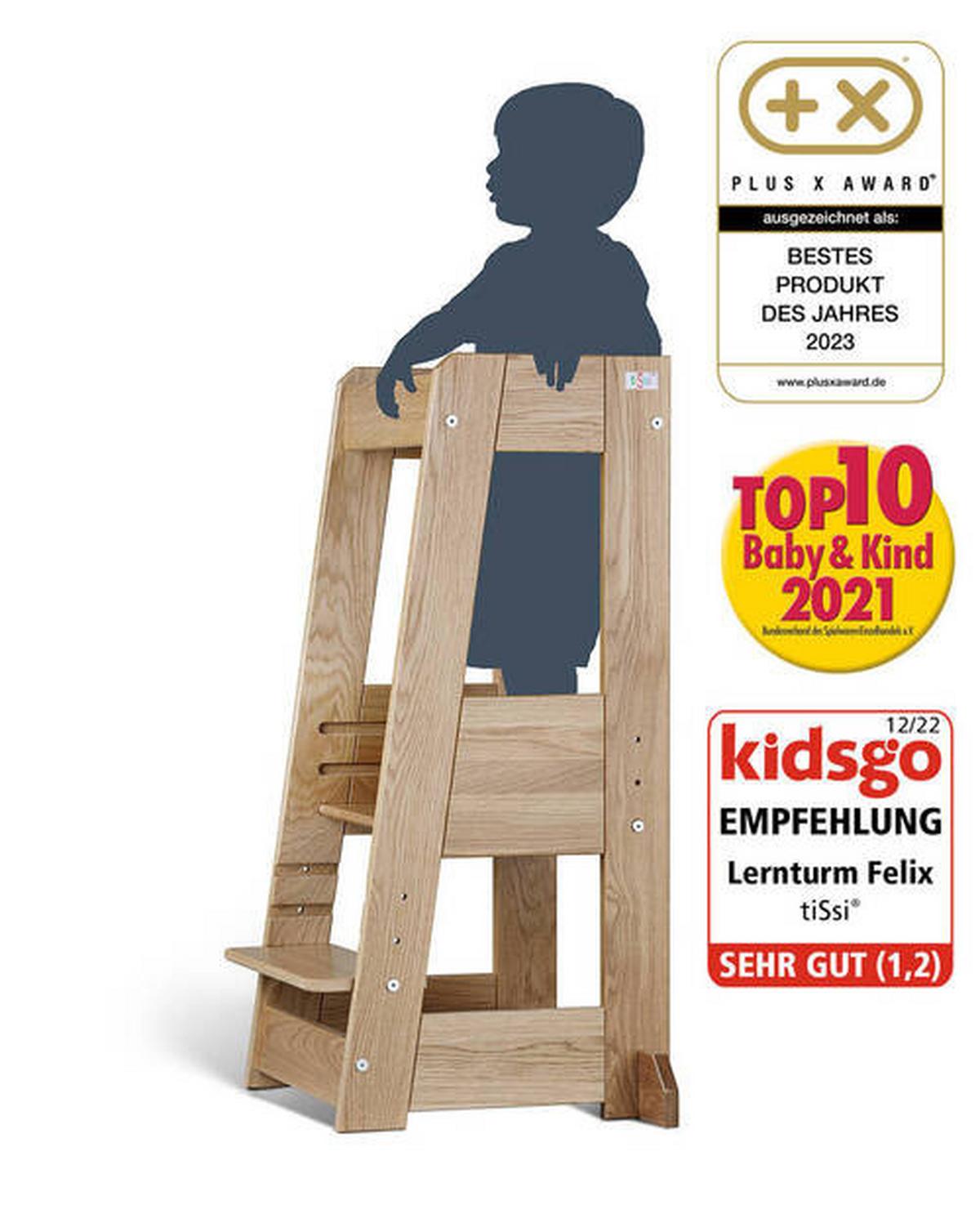 Lernturm Eiche - Eichefarben, Basics, Holz (40/91/45cm) - tiSsi