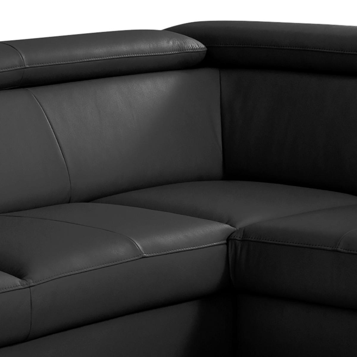 Ecksofa Note New Teilleder schwarz 199x244 - Schwarz, Design, Leder/Textil (199/244cm) - Livetastic