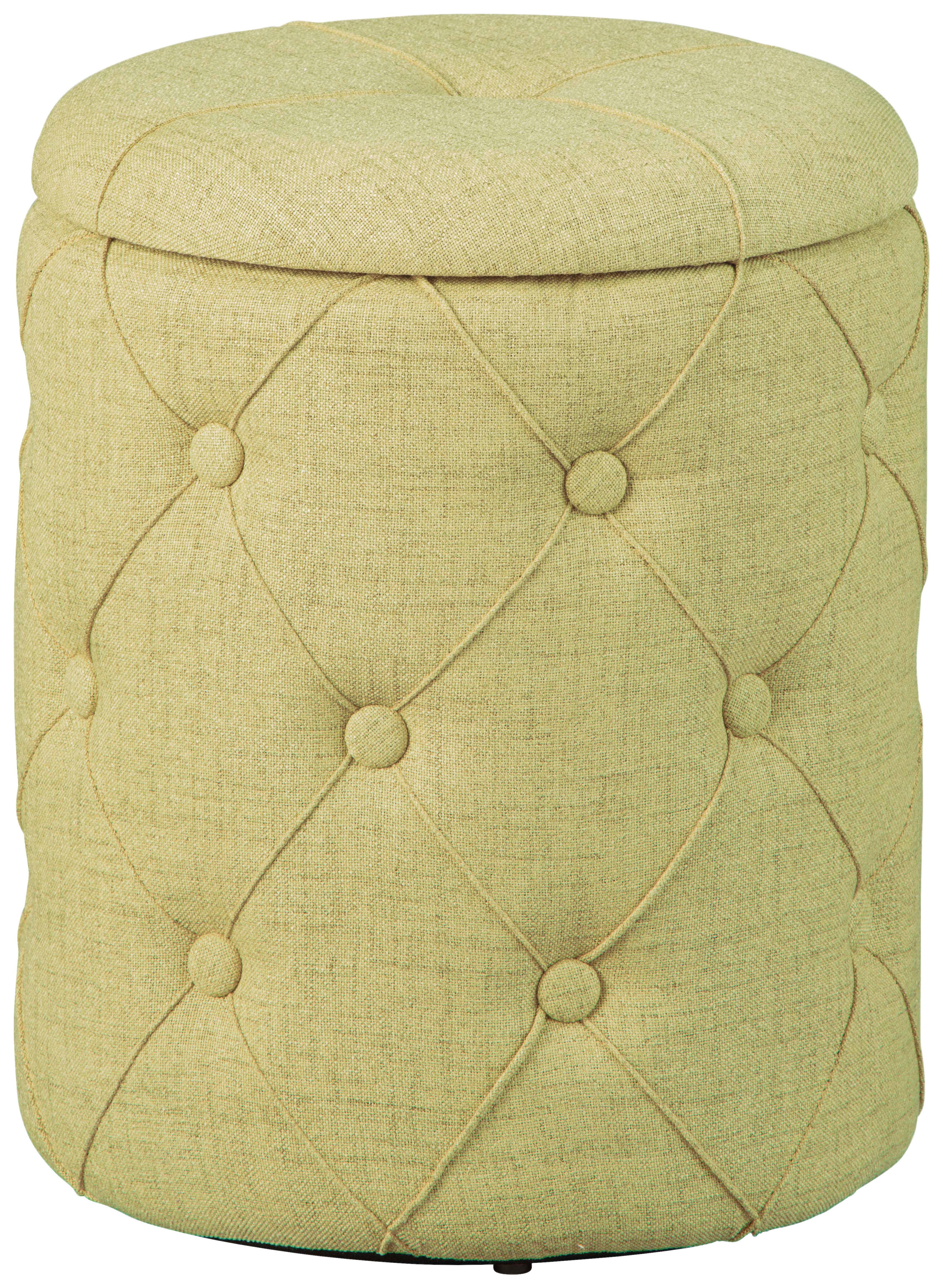 Hocker mit Stauraum Yapak Webstoff Gelbgrün H: 40cm Rund - Grün, KONVENTIONELL, Holzwerkstoff/Kunststoff (34/40/34cm) - MID.YOU