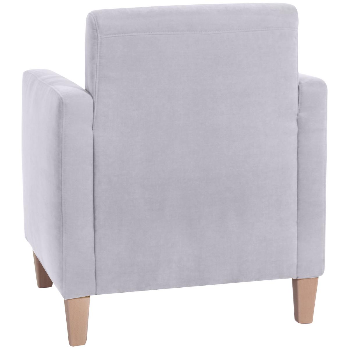 Polstersessel Mit Armlehnen Milla Samt Silberfarben - Silberfarben/Naturfarben, Design, Textil (71/81/70cm) - Max Winzer