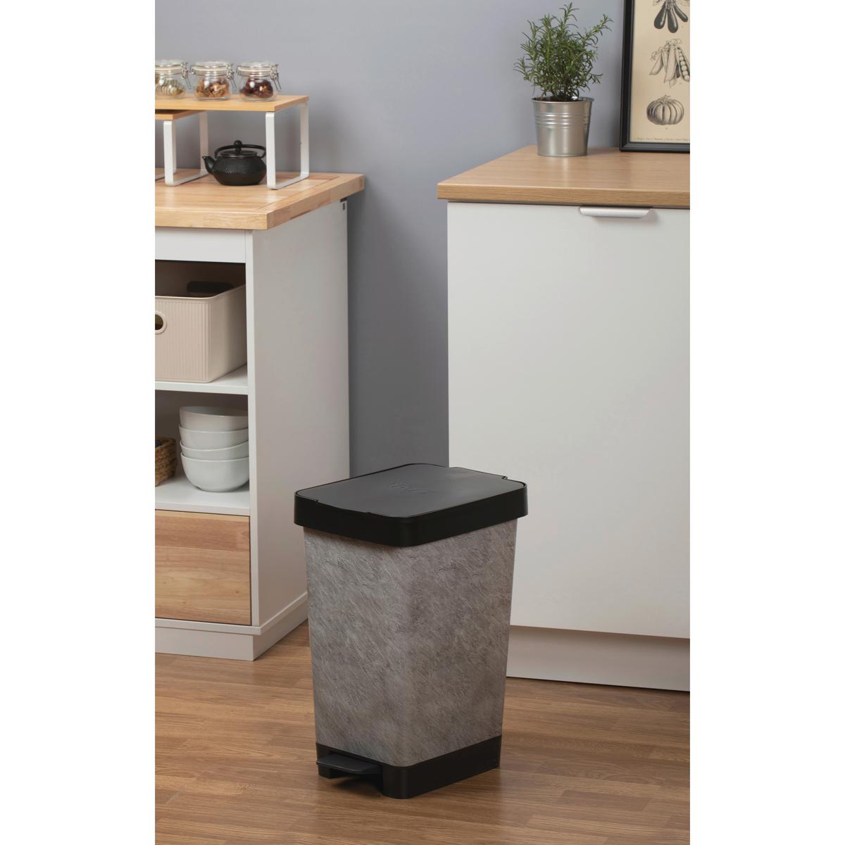 Koš s nášlapným pedálem STYLE- CA. 25L - šedá/černá, Moderní, kov/plast (26/36/47cm) - Mömax