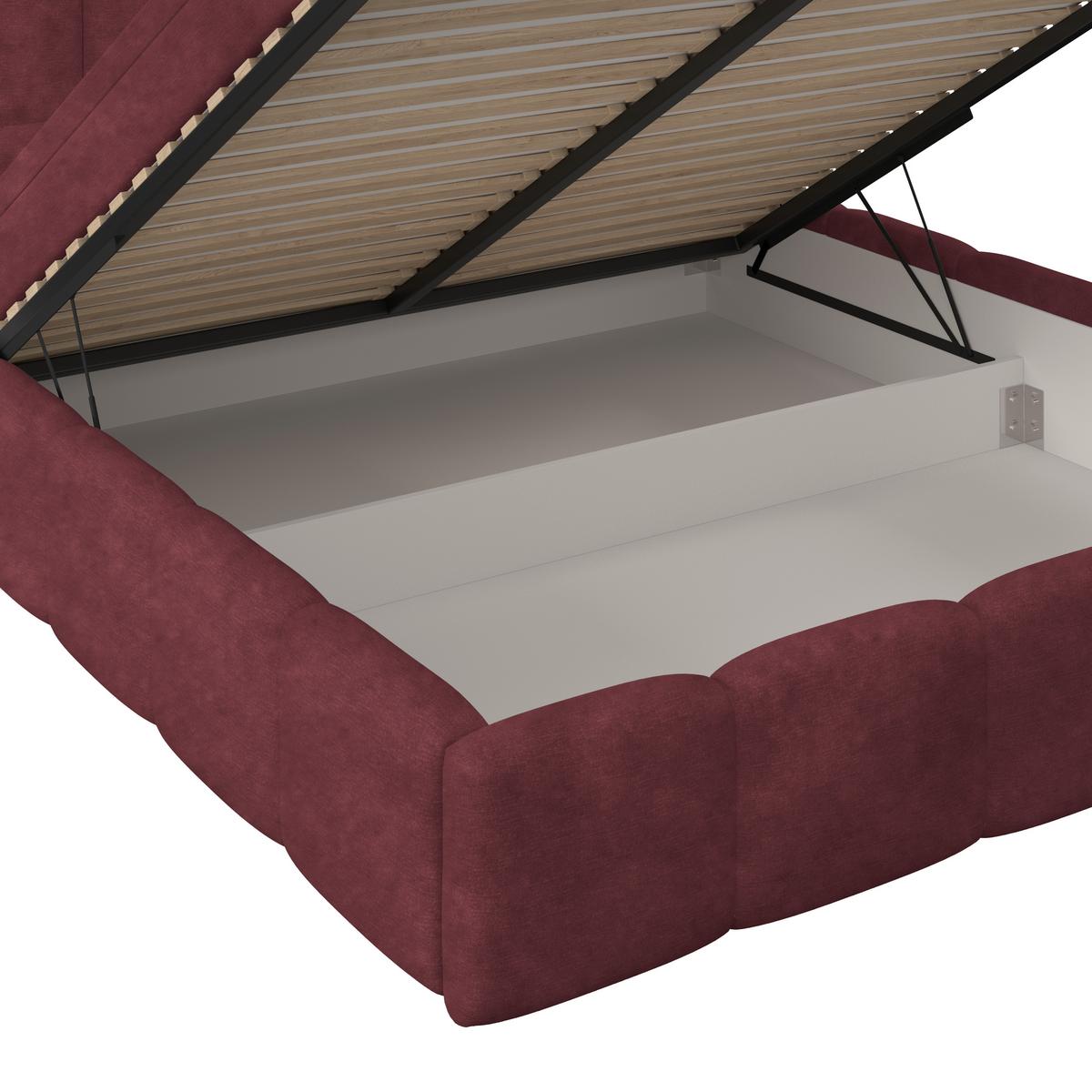 Polsterbett Noe Bordeaux 180x200 cm - Bordeaux/Schwarz, Trend, Textil/Metall (180/200cm)