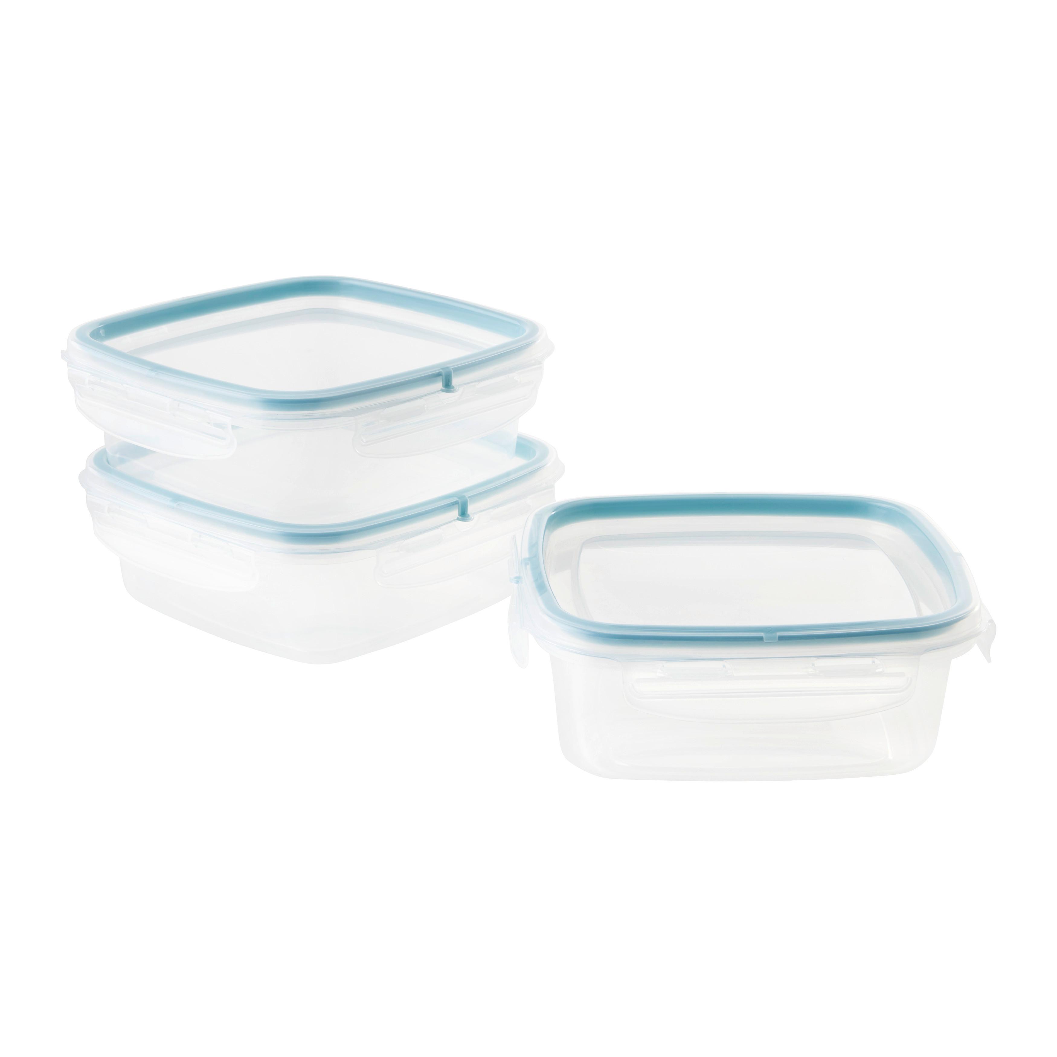 Sada dóz na uskladenie objem: 0,5 L - priehľadné/pastelová modrá, Konventionell, plast (14,7/14,7/8cm) - Mömax