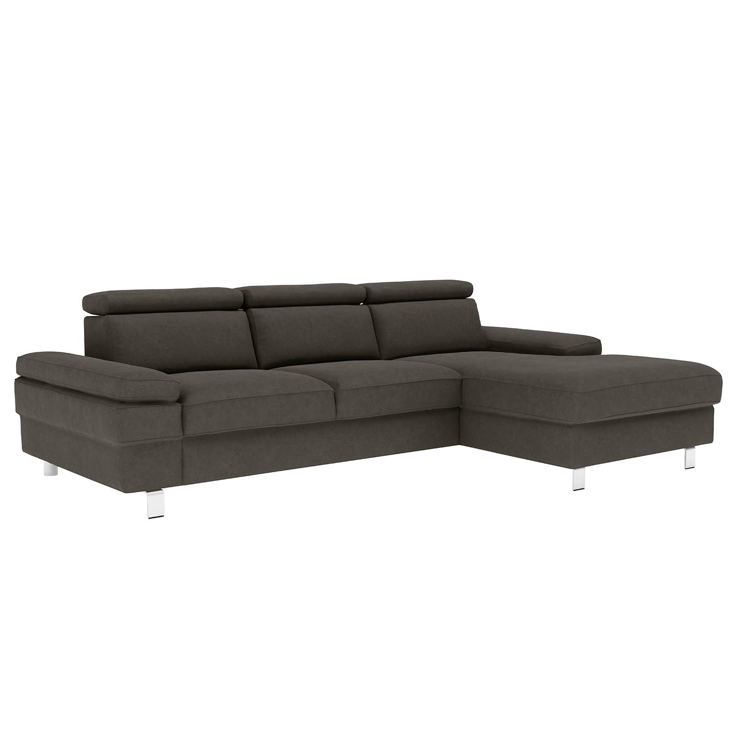 Ecksofa Elvis, Anthrazit S: 259x182 Cm - Anthrazit/Silberfarben, KONVENTIONELL, Textil (259/182cm) - Trendmanufaktur