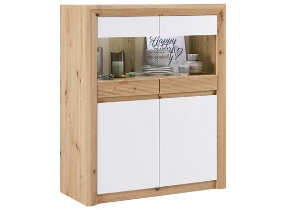 Vitrína Kashmir New - farby dubu/biela, Moderný, kompozitné drevo (100/120/41cm) - James Wood Vitrína Kashmir New - farby dubu/biela, Moderný, kompozitné drevo (100/120/41cm) - James Wood