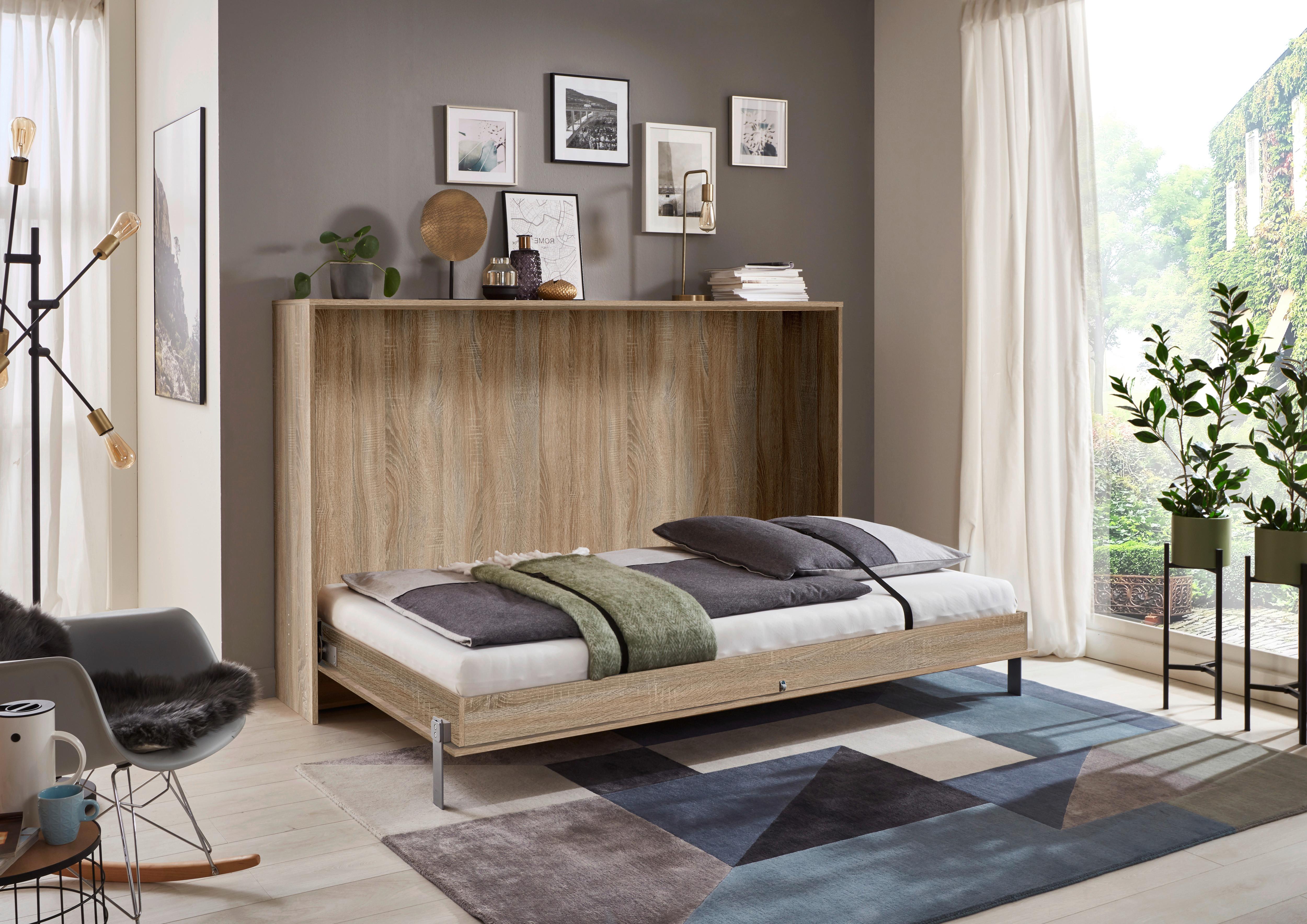 Schrankbett Mit Lattenrost 90x200 Juist, Eiche Dekor - Eichefarben, KONVENTIONELL, Holz/Holzwerkstoff (90/200cm) - MID.YOU