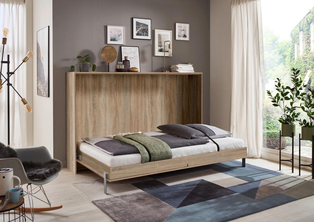 Schrankbett mit Lattenrost 90x200 Juist, Eiche Dekor - Eichefarben, KONVENTIONELL, Holz/Holzwerkstoff (90/200cm) - MID.YOU