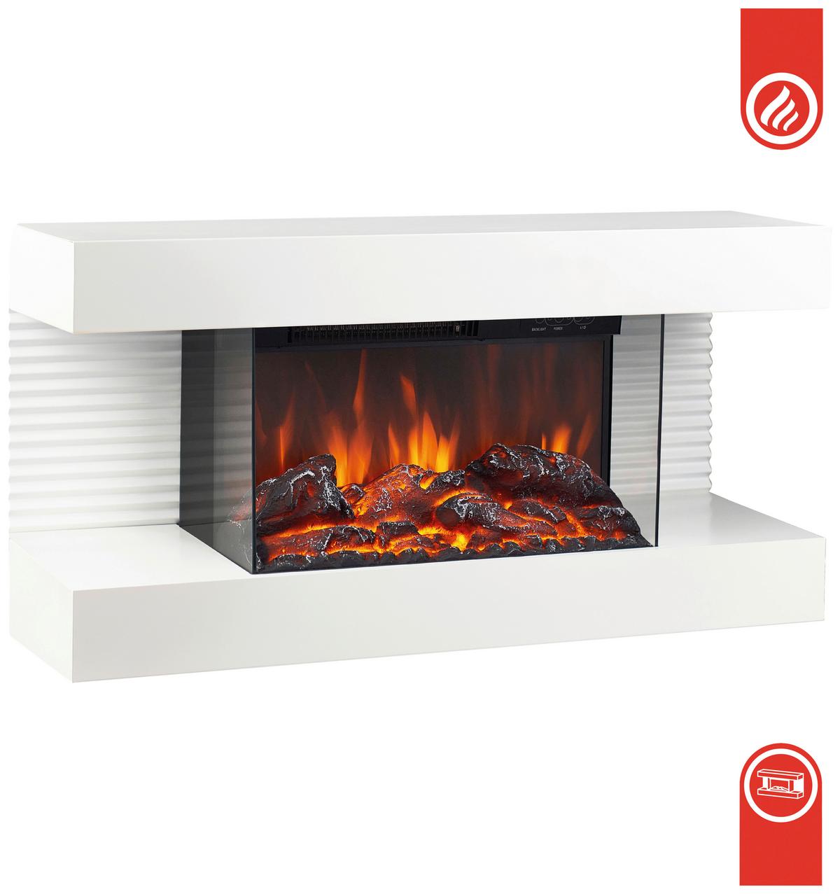 Elektrokamin Liz - Weiß, Basics, Glas/Metall (82,0/41,8/21,7cm)