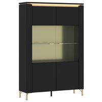 Vitrine Norica Schwarz/Goldfarben B: 110,4 cm - Goldfarben/Schwarz, Trend, Glas/Holzwerkstoff (110,4/169,2/40cm)