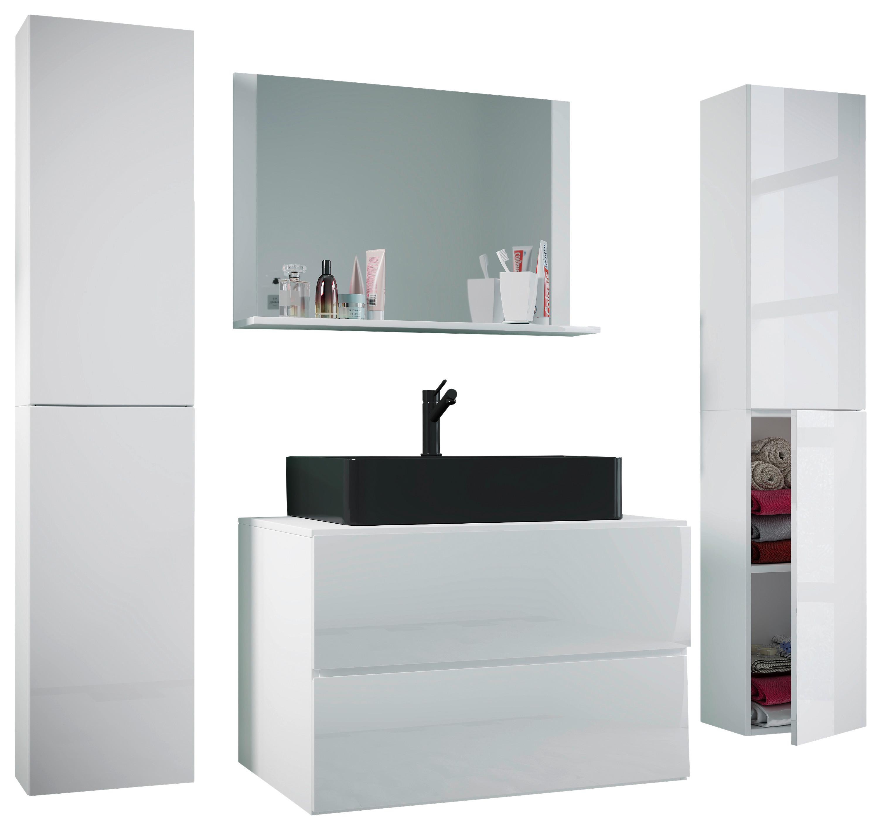 Badezimmer Lendas Bl Xl - Schwarz/Weiß, MODERN, Glas/Keramik (147cm) - MID.YOU