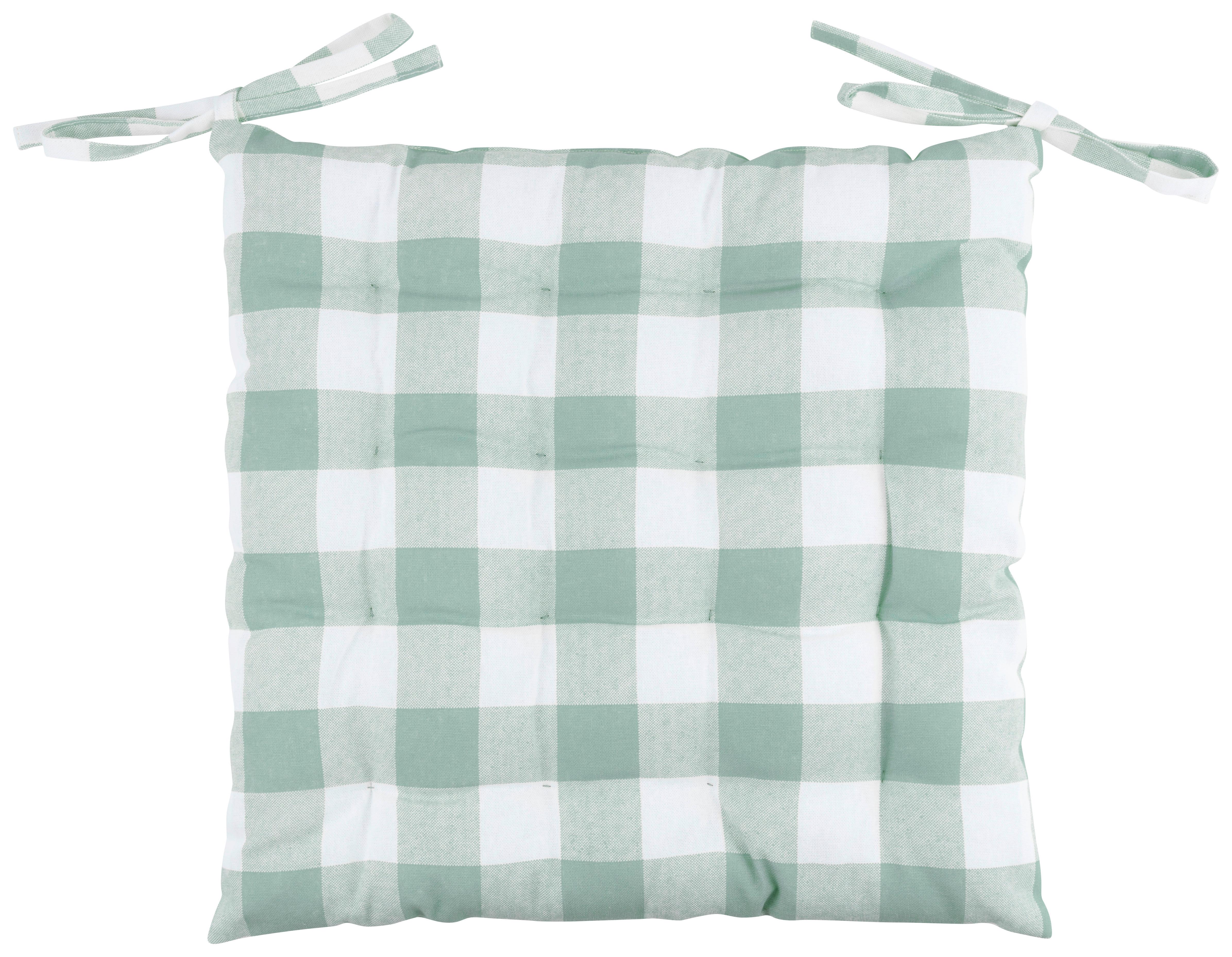 Sitzkissen Sofia Grün/weiß 40x40 Cm Baumwolle - Weiß/Grün, MODERN, Textil (40/40/5cm) - Luca Bessoni