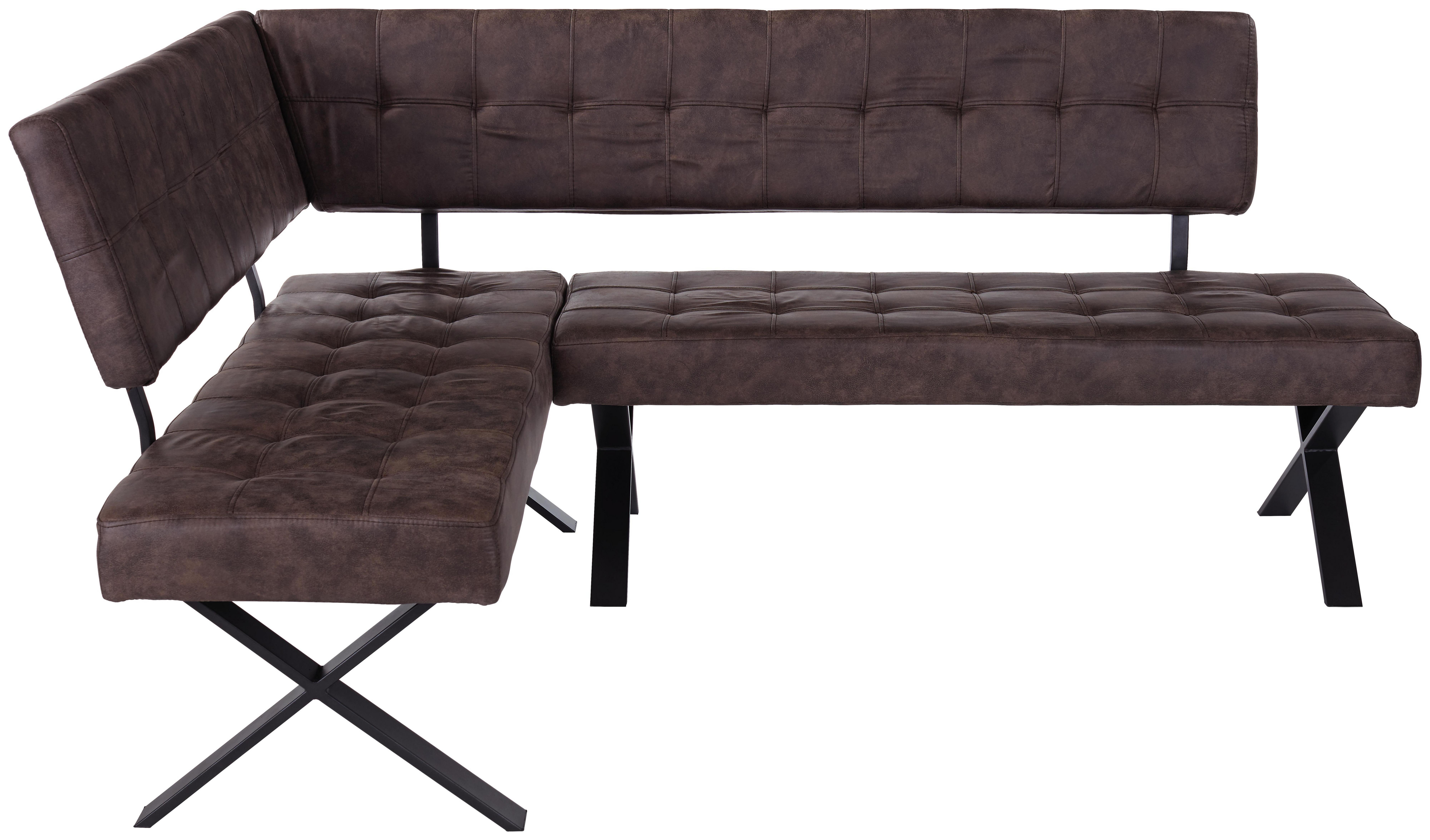 Eckbank Donna - Anthrazit/Braun, KONVENTIONELL, Textil/Metall (150/200cm)