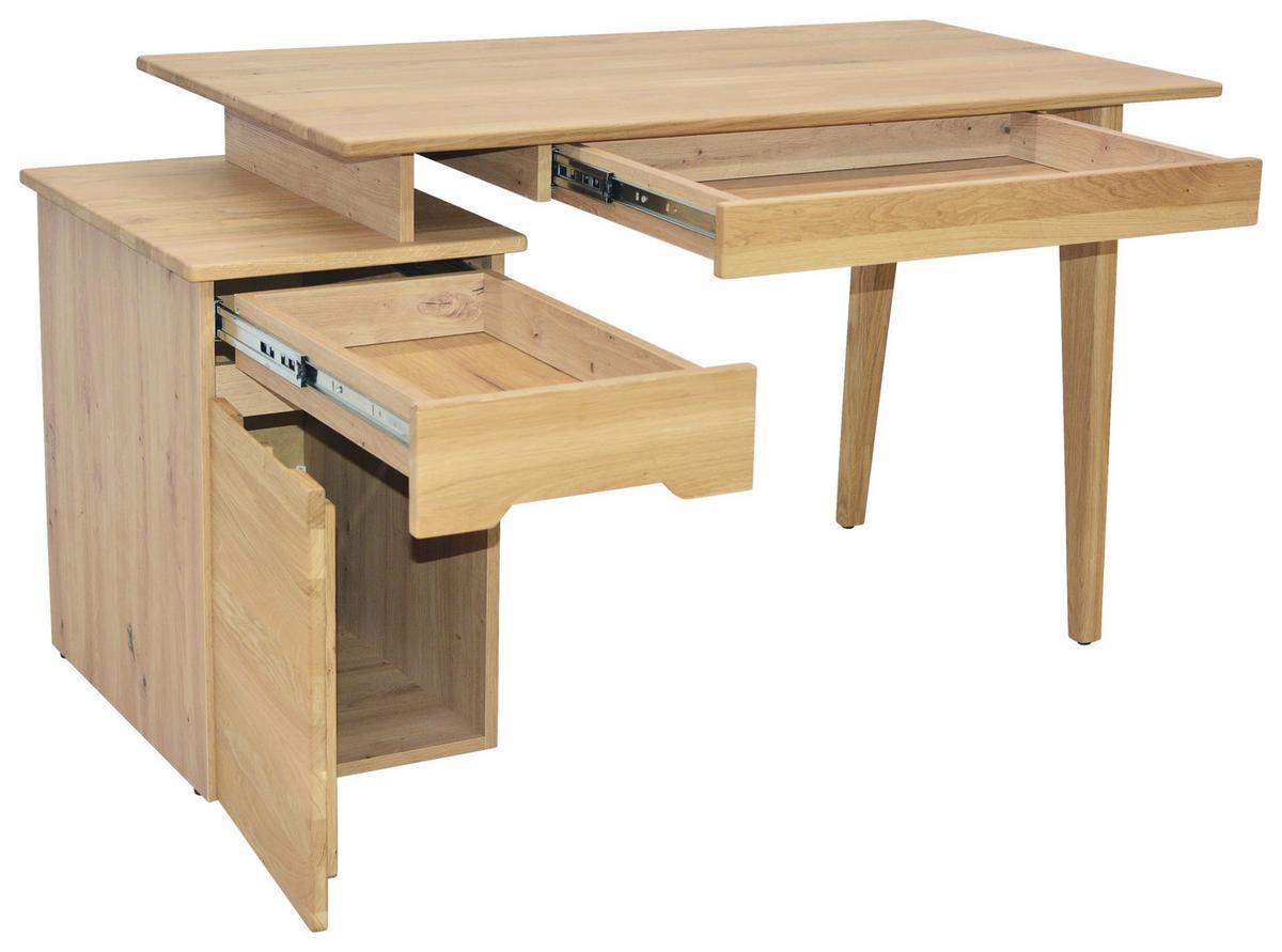 Schreibtisch B 140cm H 74,2cm Micro 2 Wildeiche Echtholz - Wildeiche, Natur, Holz/Holzwerkstoff (135/76/65cm)