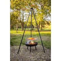 DREIBEIN MIT GRILL-FEUERSCHALE - Schwarz, LIFESTYLE, Metall (67,5/77/157cm)