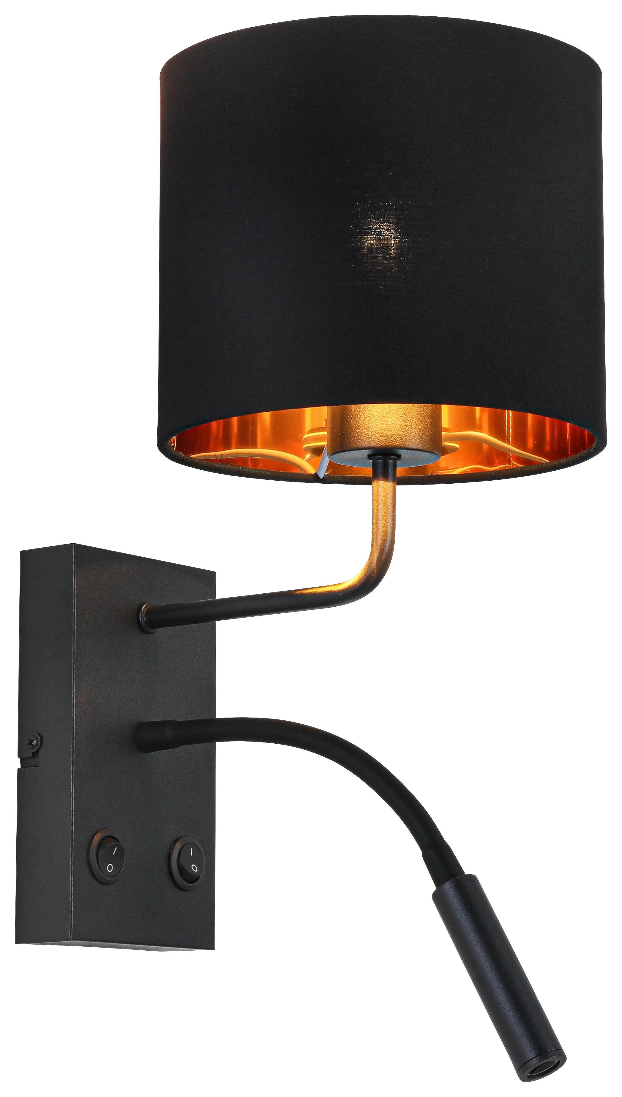 NÁSTĚNNÉ SVÍTIDLO DOUBLE - černá/barvy zlata, Konvenční, kov/textil (31/18/33cm) - Mömax