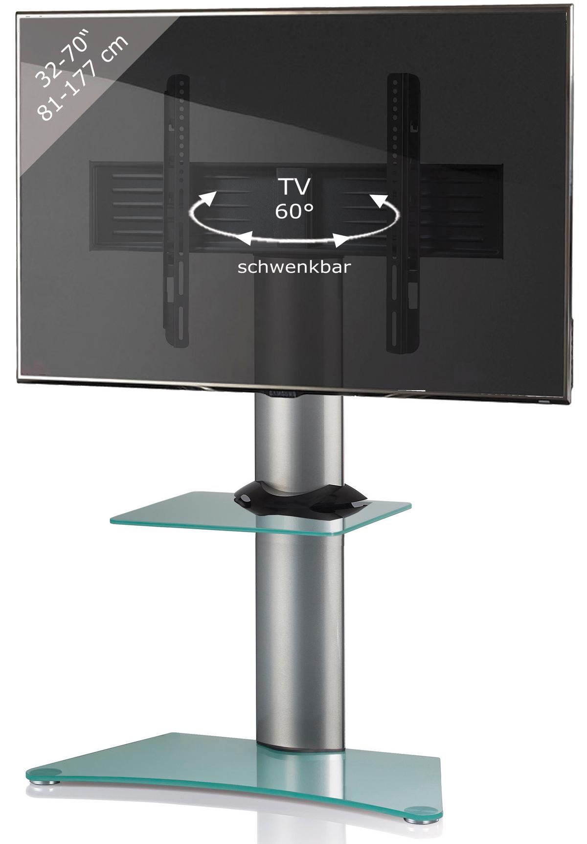 Tv-rack Bis 70“ Schwenkbar Zental Max. 30 Kg - Klar/Silberfarben, KONVENTIONELL, Glas/Metall (80/111/40cm) - MID.YOU