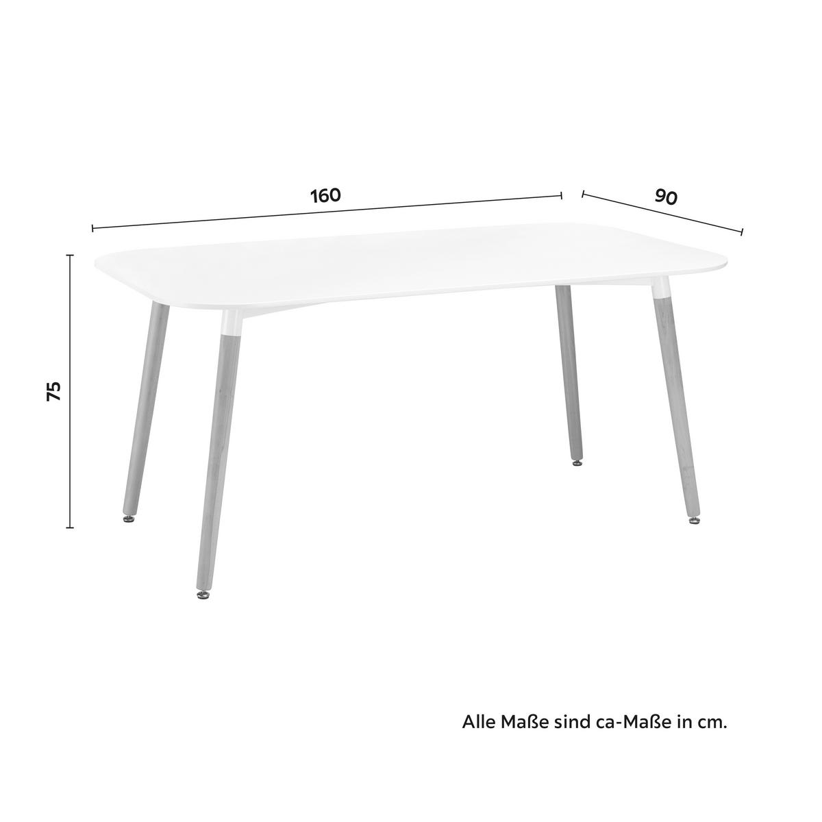 Jídelní stůl Anouk 160x90 cm - bílá/barvy buku, Moderní, dřevo/kompozitní dřevo (160/90/75cm) - Modern Living