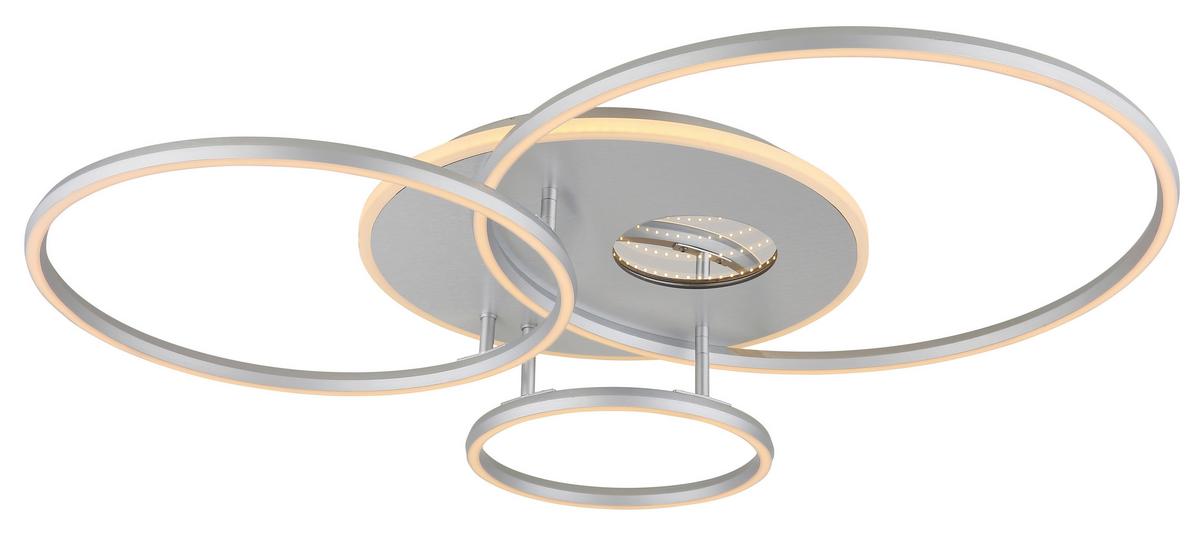 LED-Deckenleuchte Memory-Funktion - Silberfarben/Weiß, Design, Kunststoff/Metall (90/70/13cm) - Globo