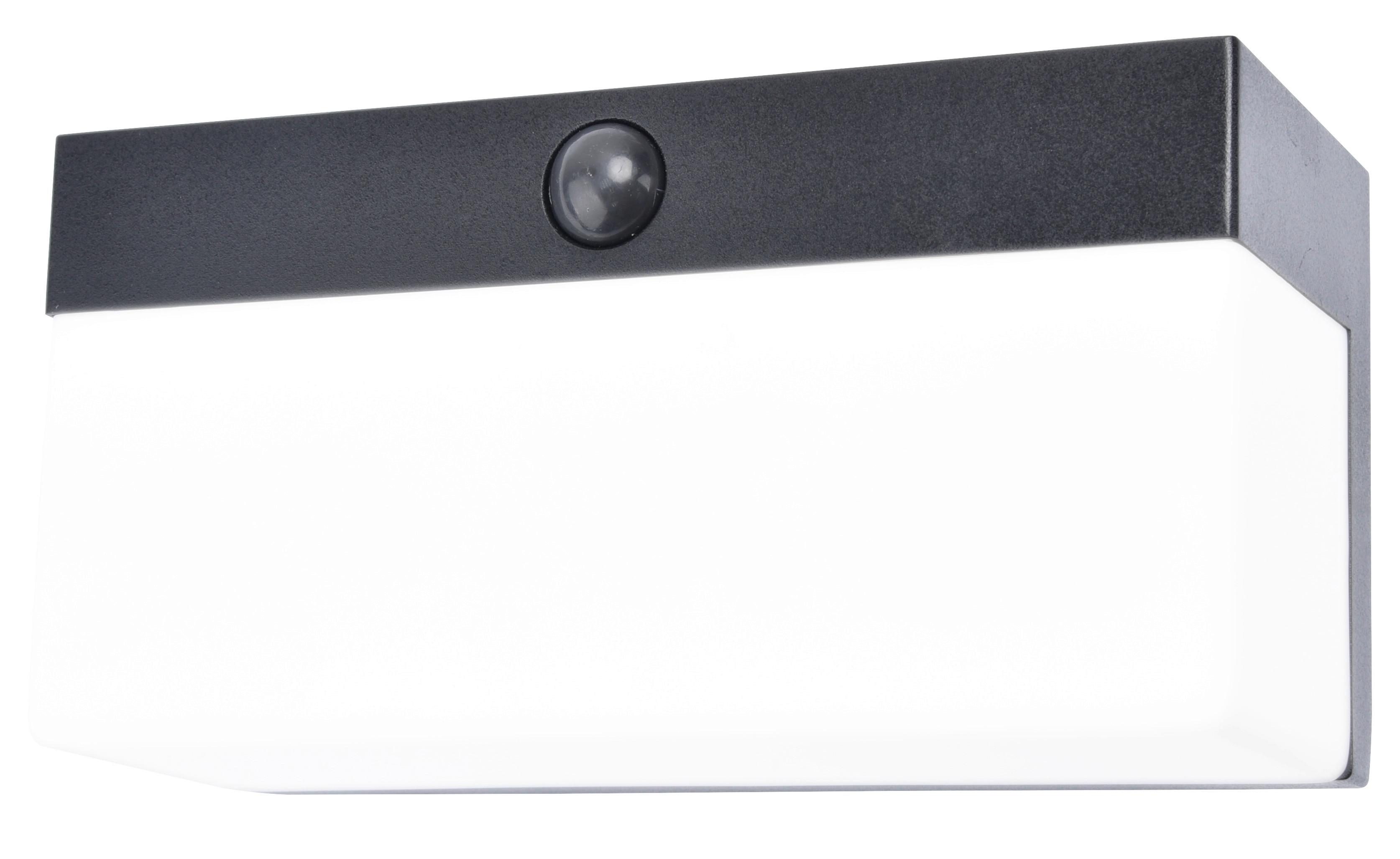 Solarleuchte Fran Weiß L: 18 cm - Schwarz/Weiß, Design, Kunststoff (18/9,1/7,9cm)