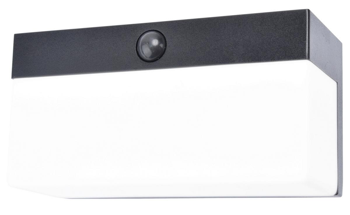 Solarleuchte Fran Weiß L: 18 cm - Schwarz/Weiß, Design, Kunststoff (18/9,1/7,9cm)