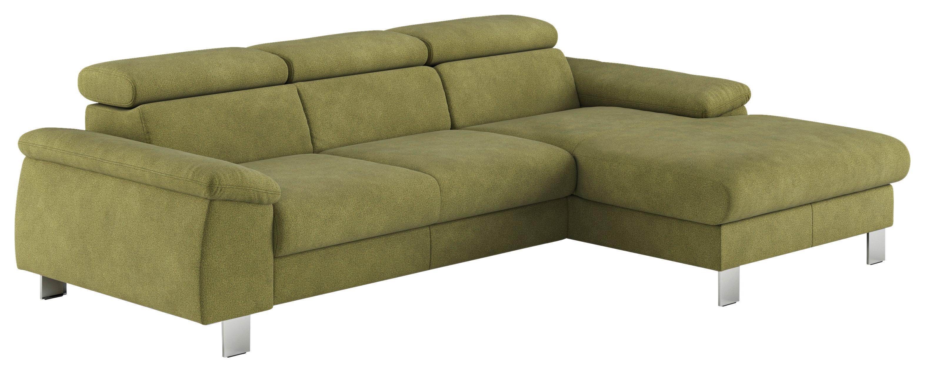 Ecksofa Micky, Grün S: 244x166 cm - Chromfarben/Grün, Design, Textil (244/166cm) - Livetastic