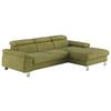 Ecksofa Micky, Grün S: 244x166 cm - Chromfarben/Grün, Design, Textil (244/166cm) - Livetastic