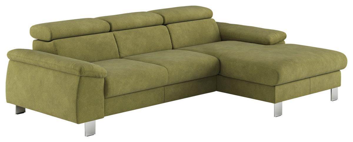 Ecksofa Micky, Grün S: 244x166 cm - Chromfarben/Grün, Design, Textil (244/166cm) - Livetastic