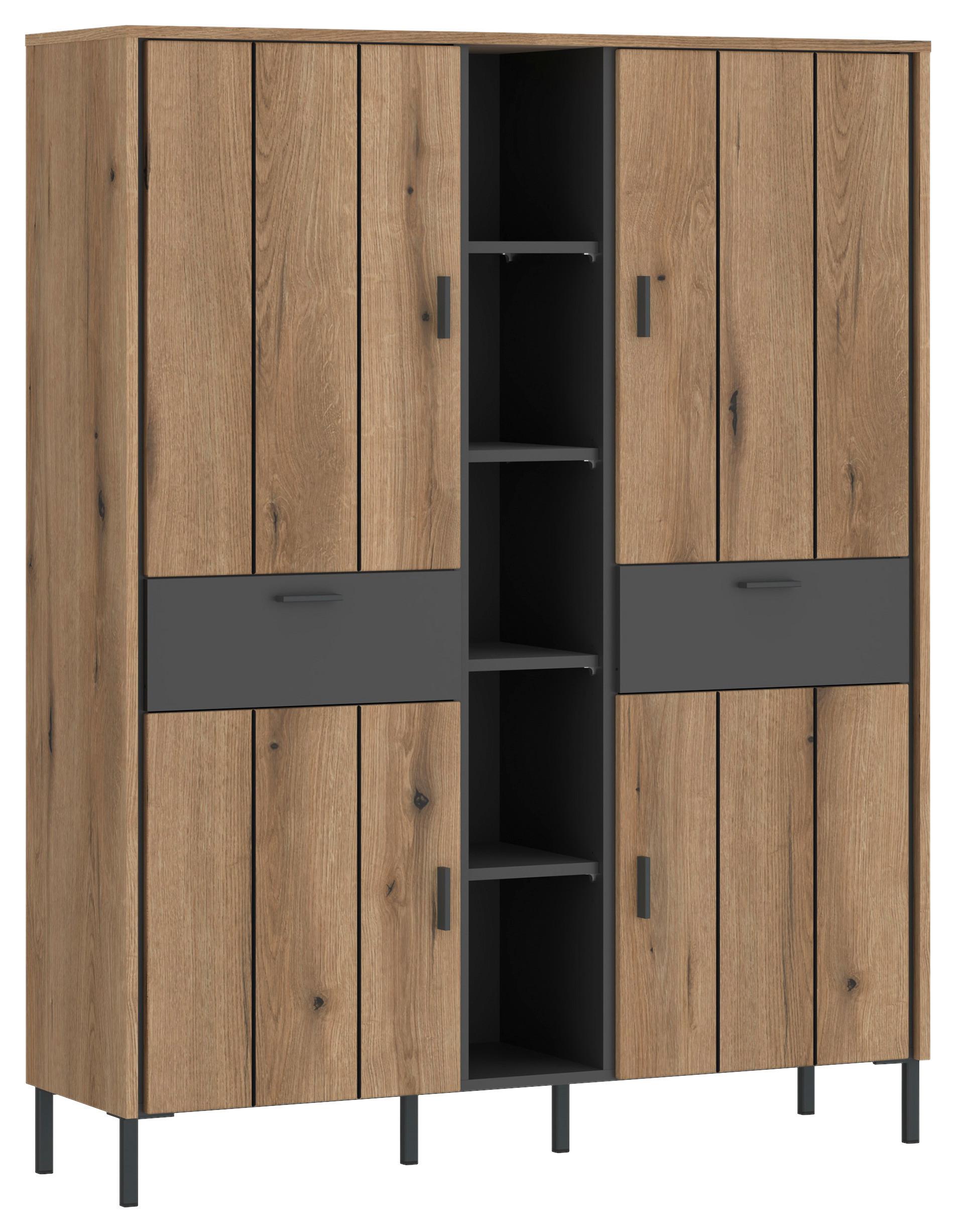 Vysoká komoda SHIRLEY - čierna, Konventionell, kompozitné drevo/plast (119,2/156/40cm)