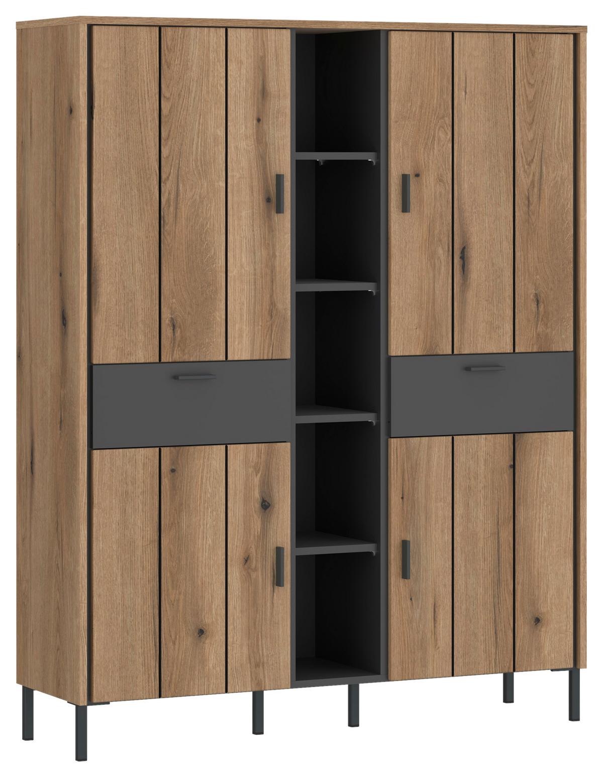 Vysoká komoda SHIRLEY - čierna, Konventionell, kompozitné drevo/plast (119,2/156/40cm)