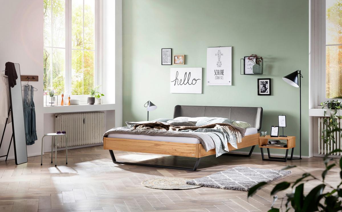 Bett Montieri Buchefarben 140x200 Cm - Dunkelgrau/Anthrazit, MODERN, Holz/Textil (140/200cm) - Hasena