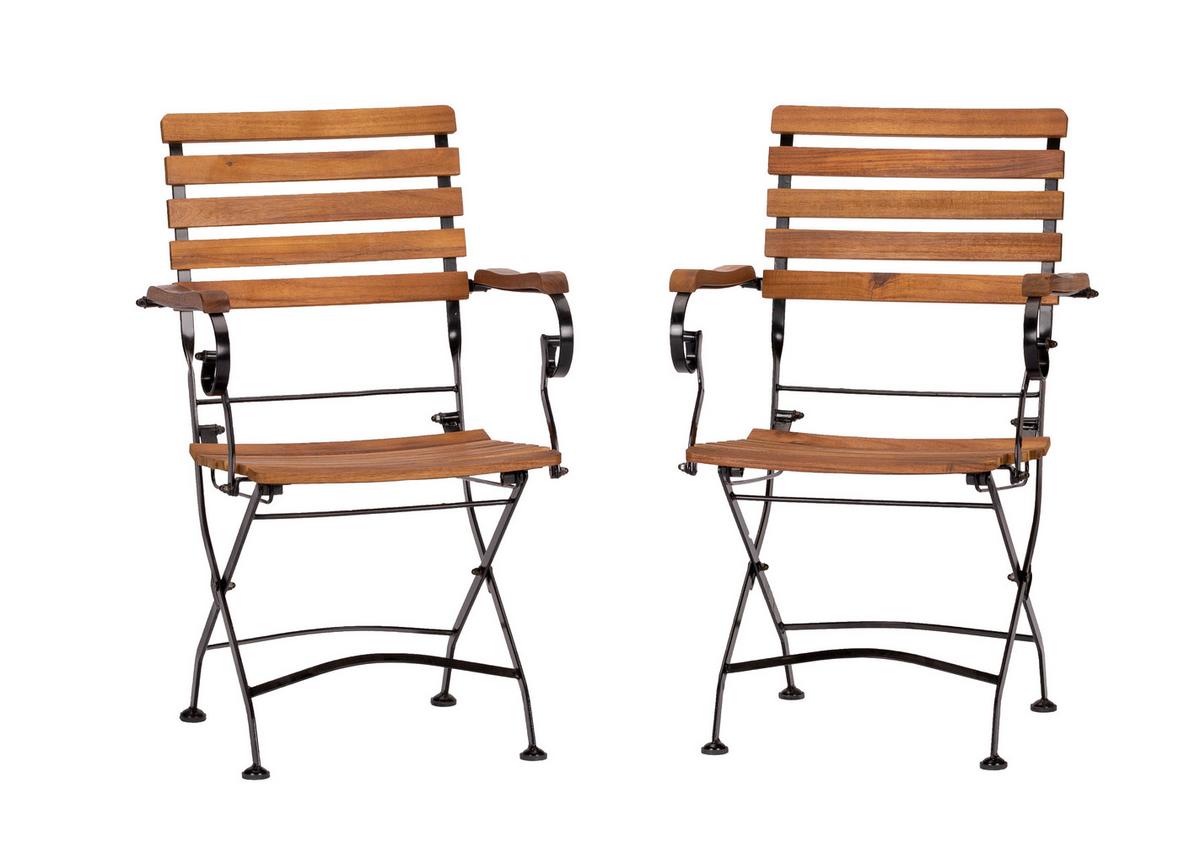 Gartenklappsessel-Set Acamp Lindau Klappsessel-Set - Anthrazit/Akaziefarben, Basics, Holz/Metall (55/89/58cm) - Gardenson