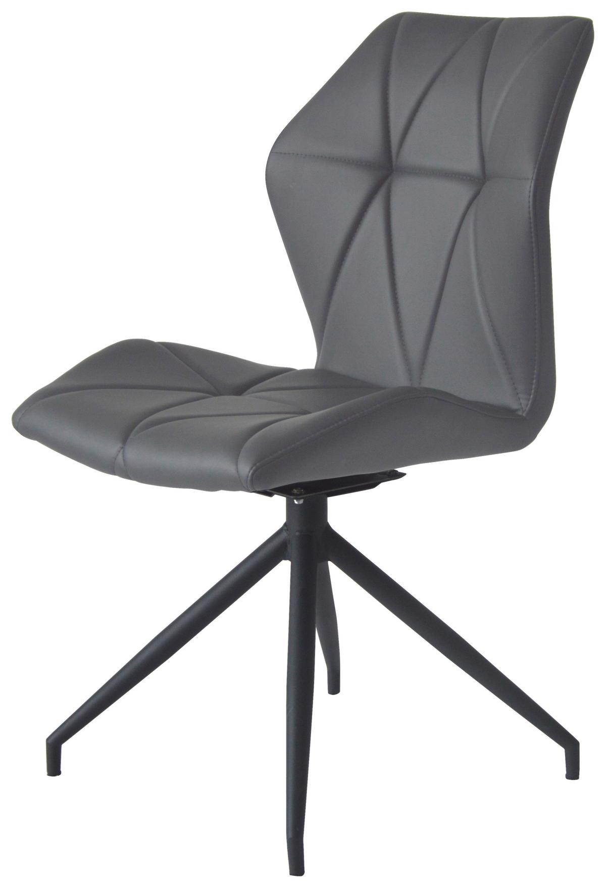 Esszimmerstuhl Imke Grau/ Schwarz Gepolstert 2-er Set - Schwarz/Grau, KONVENTIONELL, Textil/Metall (52/90,5/62cm) - MID.YOU