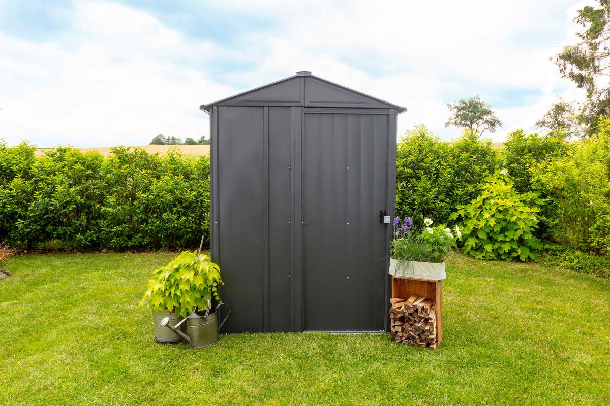 Gerätehaus Mit Satteldach 151x198x122 cm - Grau, Basics, Metall (151/198/122cm)