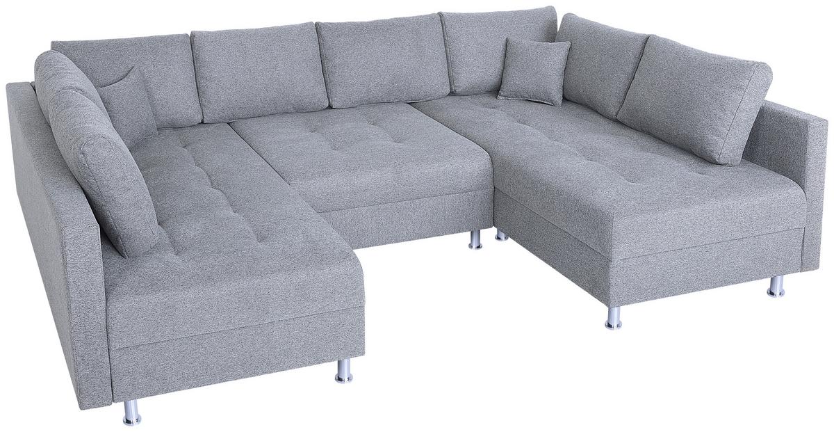 Sedací souprava SOFIA U, oboustranná, světle šedá - barvy stříbra/černá, Design, kompozitní dřevo/textil (192/308/192cm) - P & B