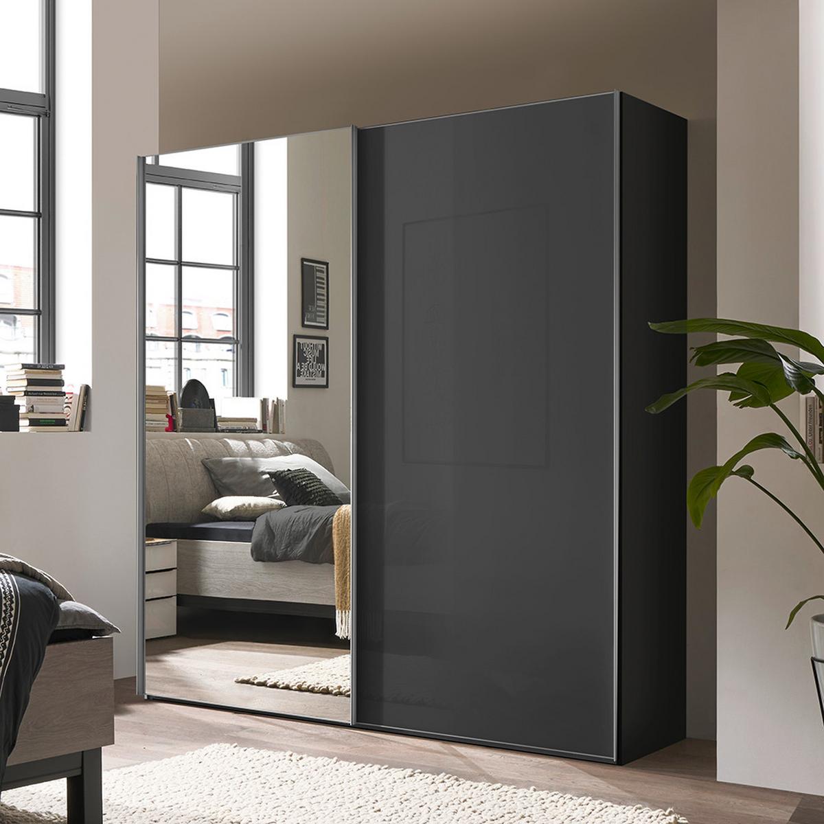 Šatníková skriňa LUMOS, šírka 200 cm - hliníková, Konventionell, kov/kompozitné drevo (200/222/68cm)