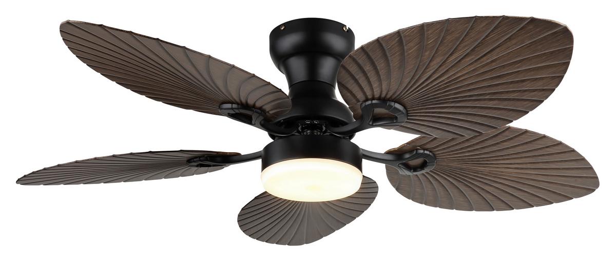 Deckenventilator Opal Schwarz D: 107 cm - Opal/Schwarz, KONVENTIONELL, Kunststoff/Metall (107/28,5cm) - Globo