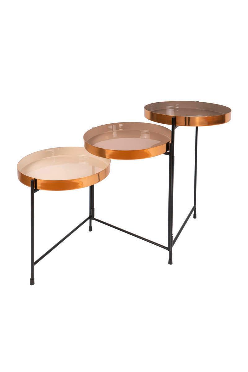 Beistelltisch Mit 3 Etagen, Creme/Schwarz