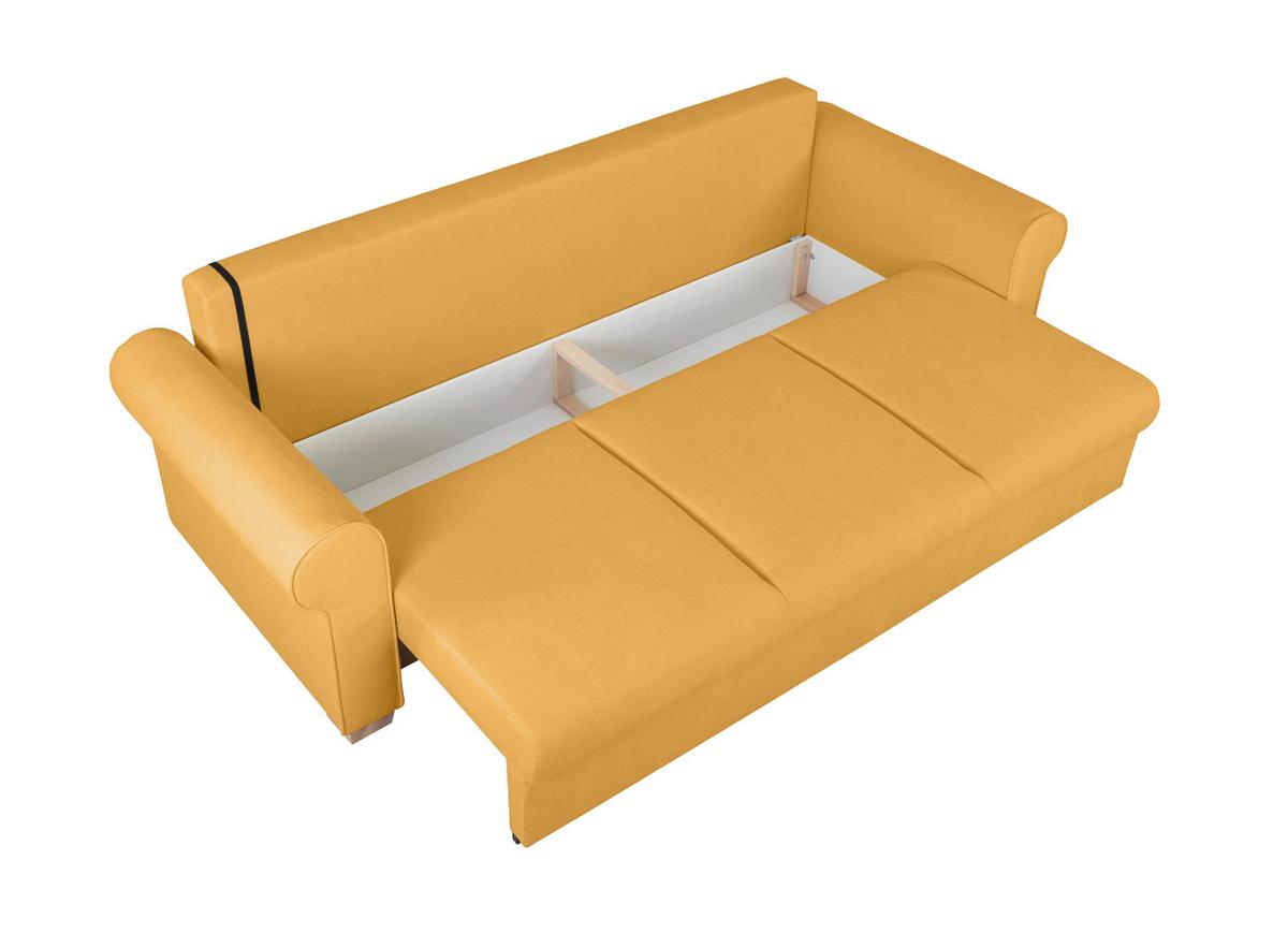 Schlafsofa Arles, Gelb 48 B: 240 Cm - Gelb/Buchefarben, Design, Textil (240/94/98cm) - MID.YOU