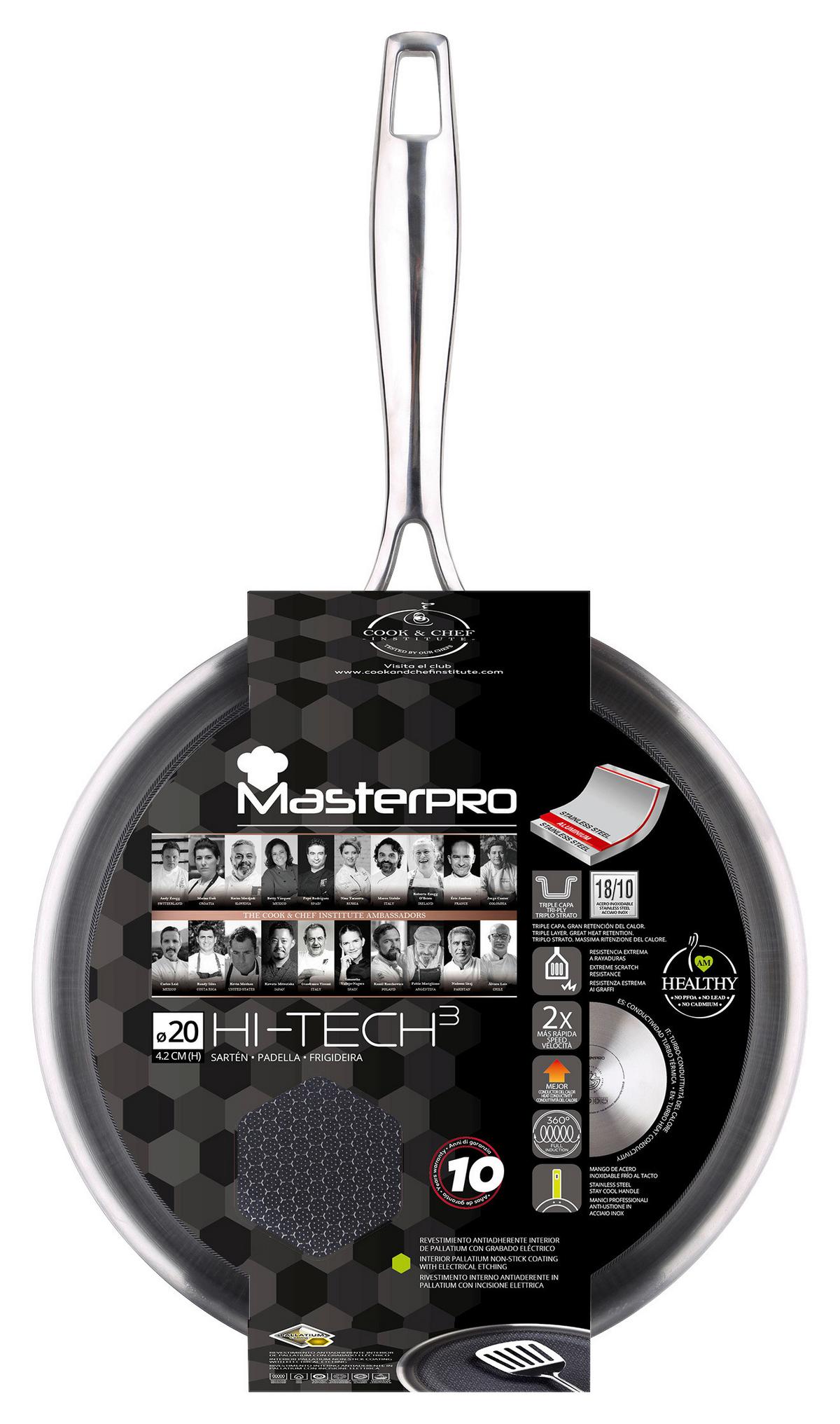 Bratpfanne Hi-Tech 3 D: 20 cm Edelstahl Antihaftbeschichtet - Silberfarben, Basics, Metall (20cm) - Masterpro