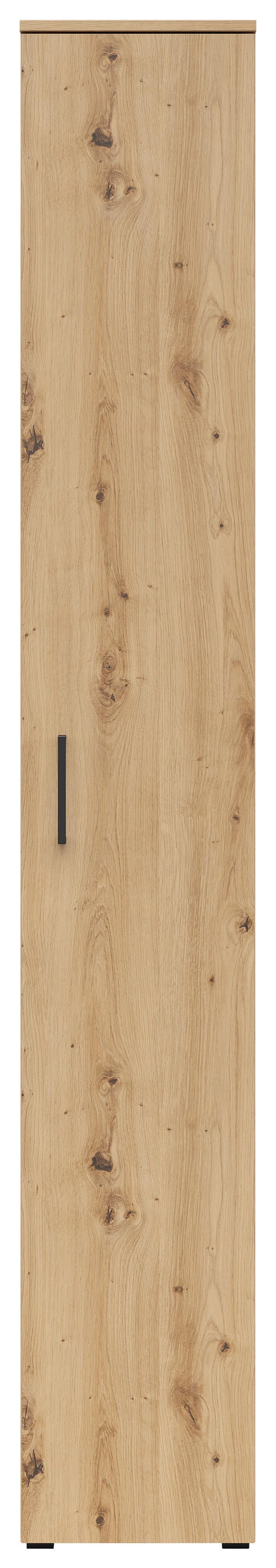 Skříň CABINET - černá/dub artisan, Moderní, kompozitní dřevo/plast (30/195/40cm)