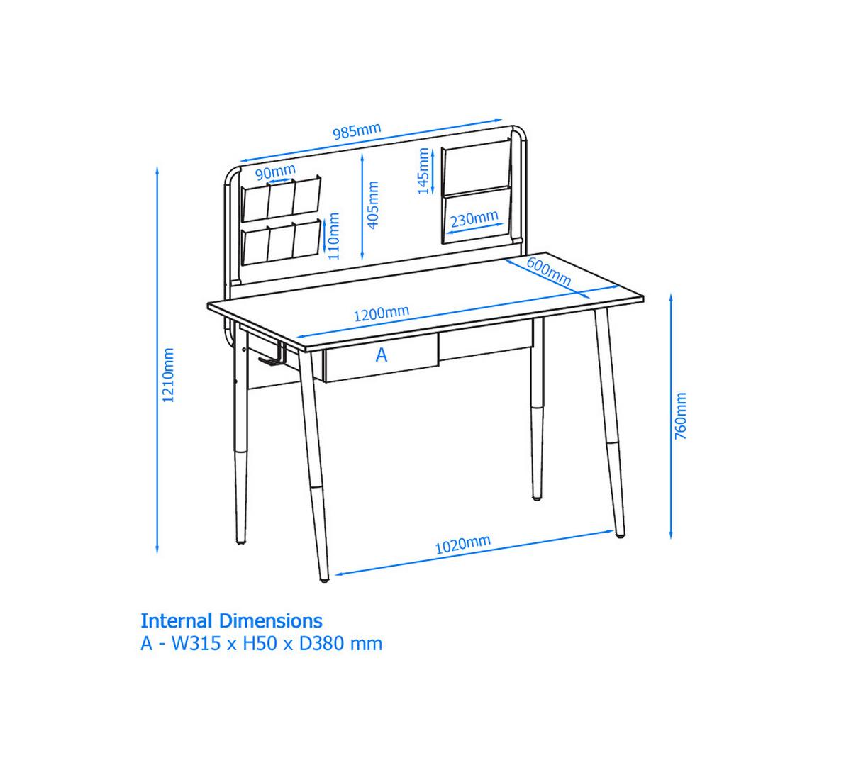 Schreibtisch Freemont Weiß Eichefarben L: 120 cm - Eichefarben/Weiß, Design, Holzwerkstoff/Metall (120/76/60cm) - MID.YOU