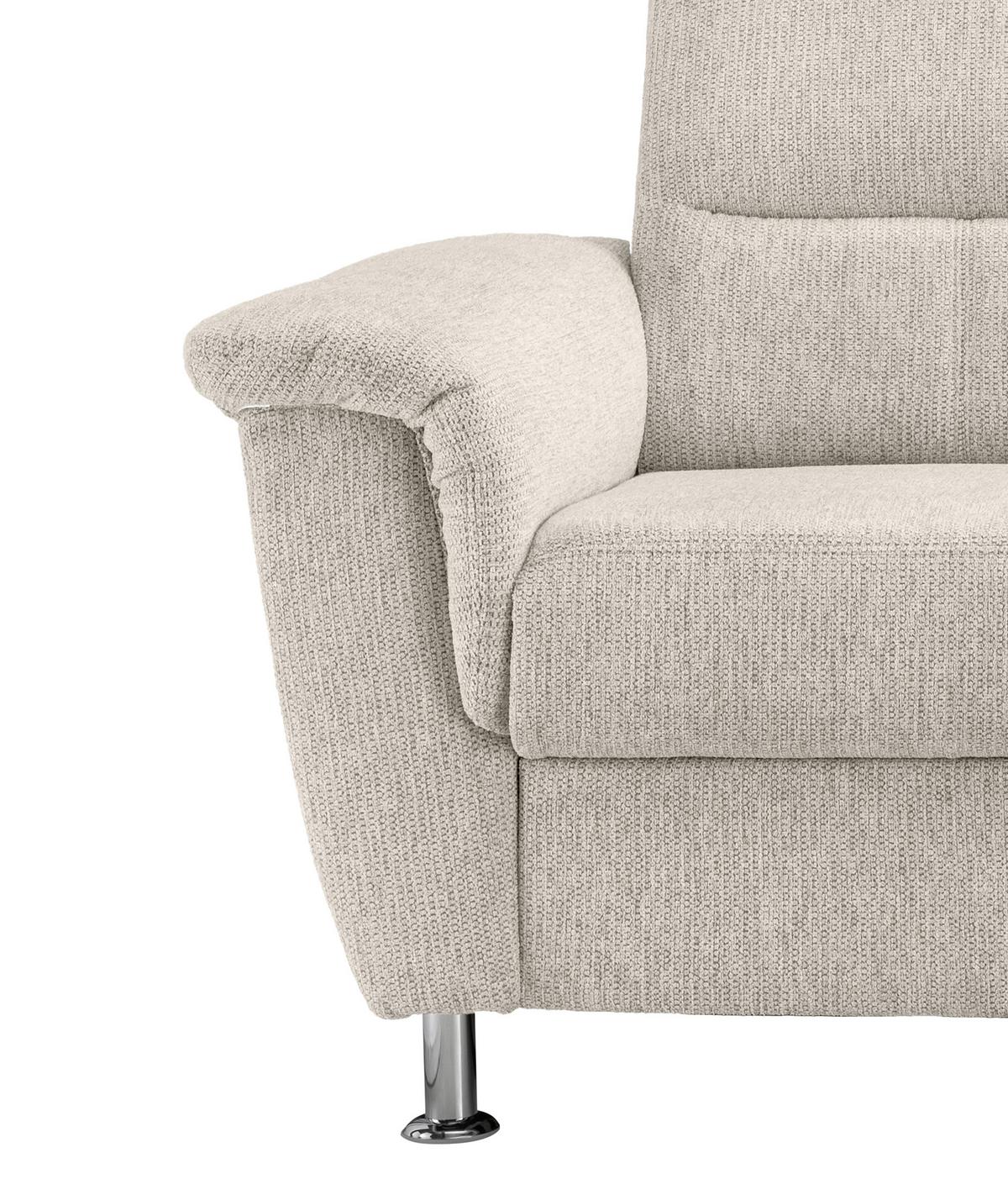 Ecksofa mit Relaxfunktion Parole Beige Chenille - Chromfarben/Beige, KONVENTIONELL, Textil (292/165cm) - Livetastic