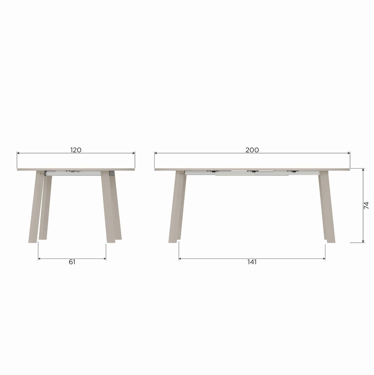 ESSTISCH Janne Grau L: 120-200cm - Grau, MODERN, Holz (120-200/120/75cm) - Livetastic