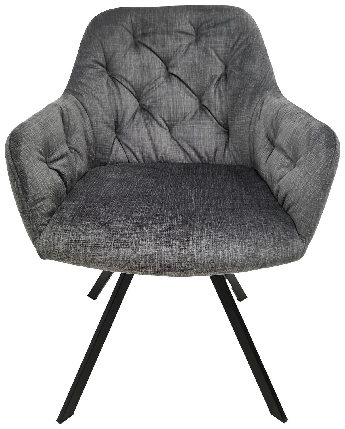 SADA STOLIČIEK S PODRÚČKAMI GEORGIA - čierna/tmavosivá, Modern, kov/textil (57/85/62cm) - MID.YOU